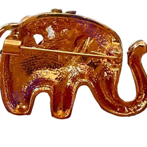 brooch PIN with TRUNK UP Elephant FOR GOOD LUCK colorful enamel NWT - Picture 3 of 3